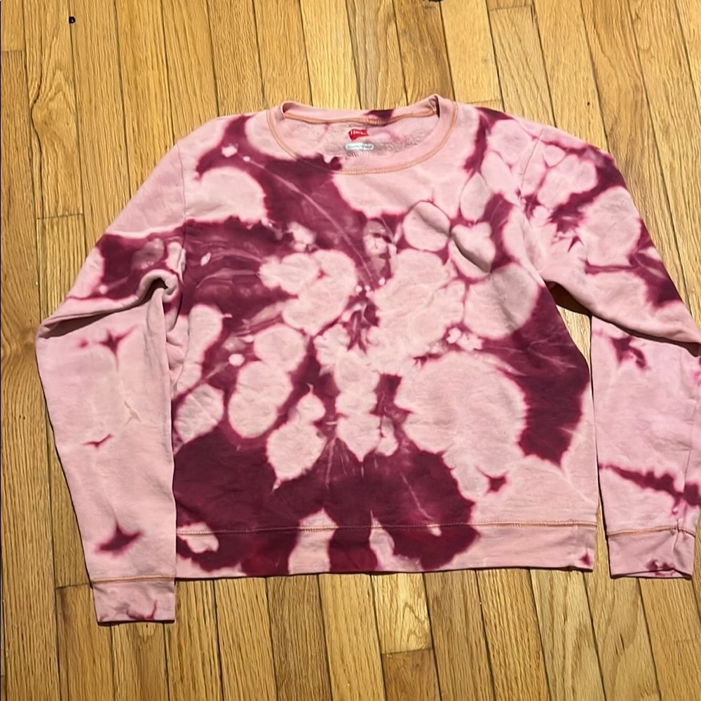 Hanes Pink and Purple Tie-Dye Sweatshirt